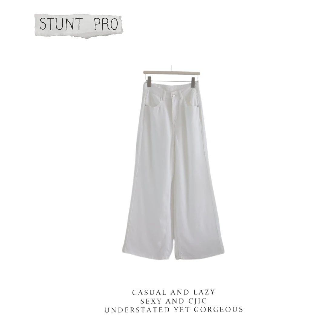 夏季新款白色牛仔直筒裤1442