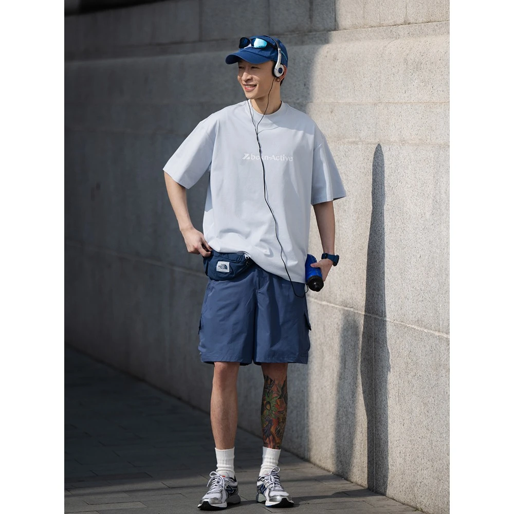 BELLKENIDEA基础LOGO撞色印花索罗娜凉感宽松休闲短袖T恤穿搭男女