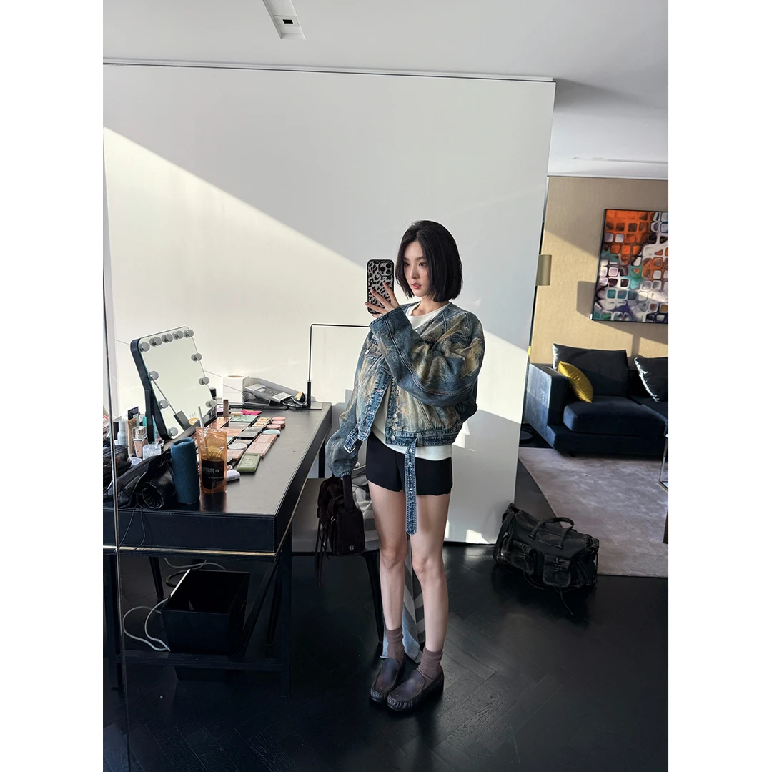 FORNI 工艺天花板 废土风牛仔外套长袖复古小众宽松设计感