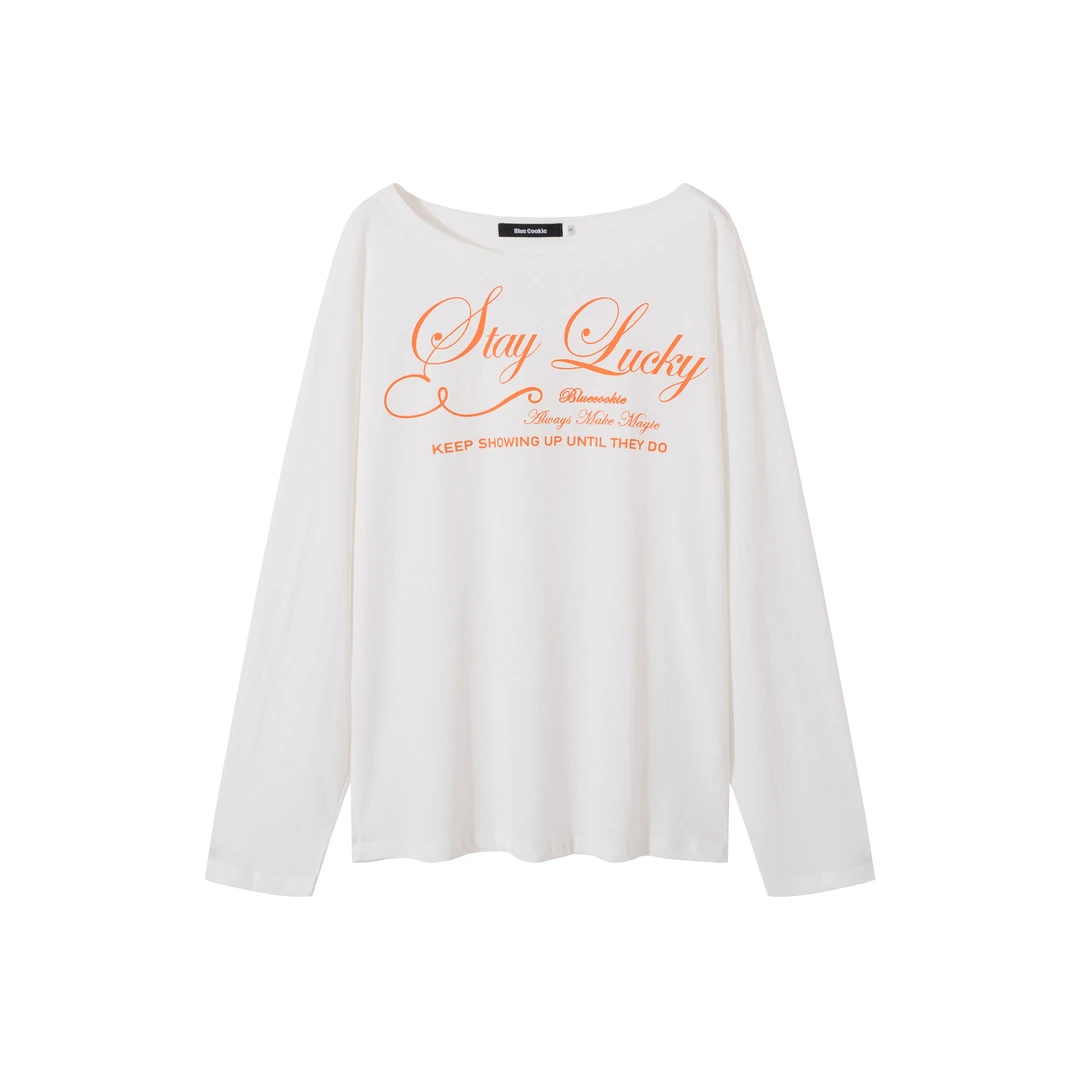 EZEK甜美辣妹风大圆领微透长袖T恤夏季薄款罩衫宽松慵懒露肩上衣