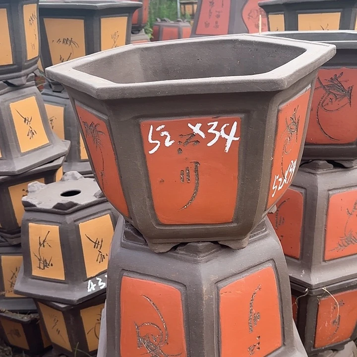 紫砂花盆口52高34