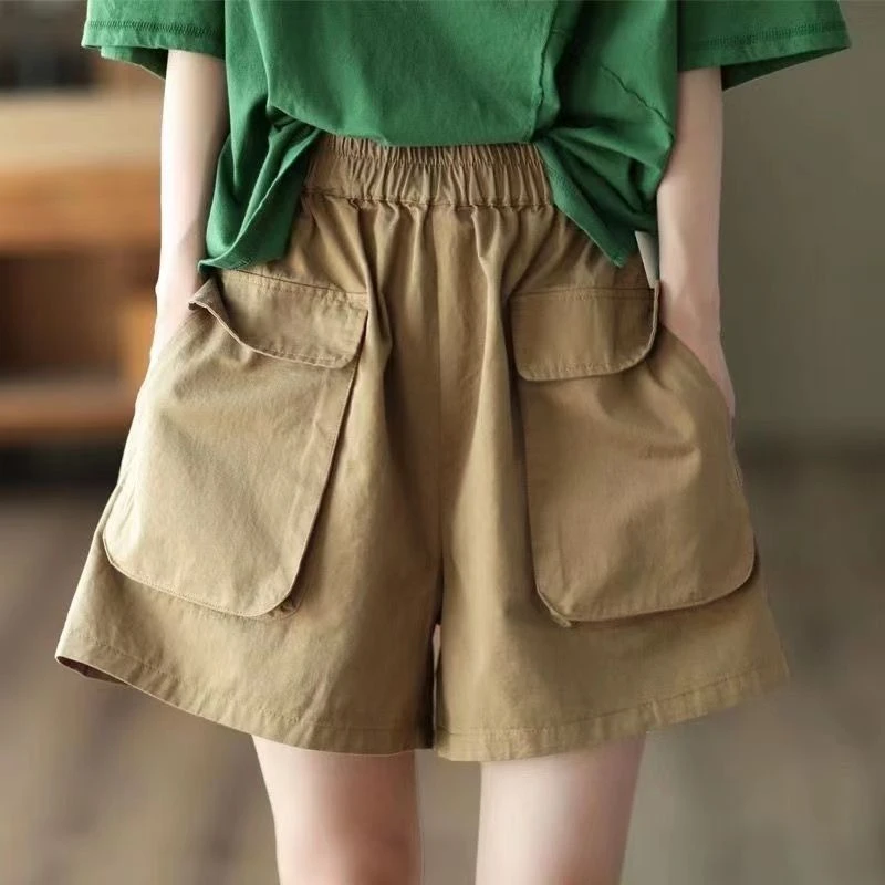 2025夏季新款工装短裤女韩版高腰宽松显瘦复古百搭休闲裤阔腿