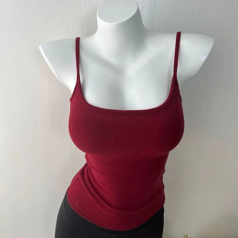 纯欲辣妹美背小吊带背心女带胸垫外穿内搭显瘦设计感打底上衣