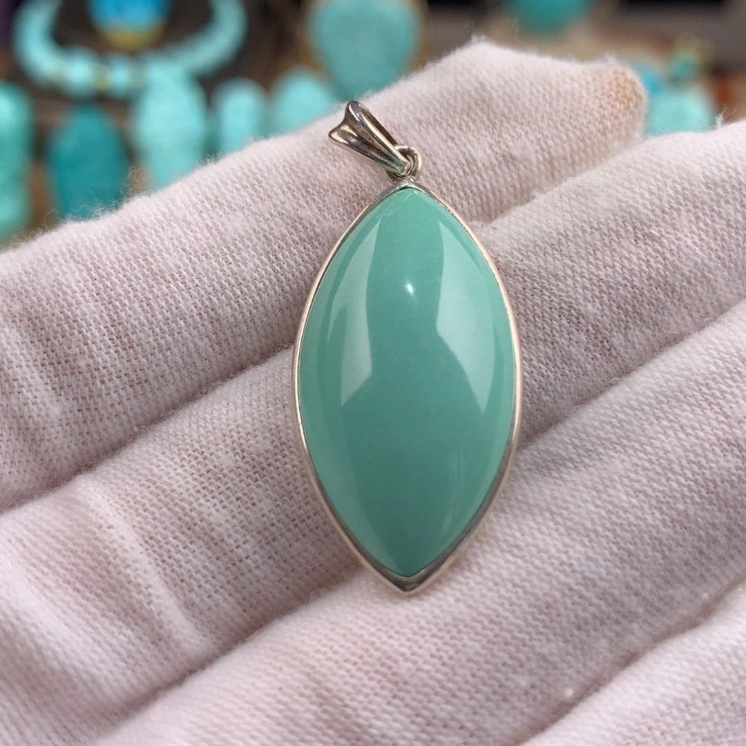 绿松石银S925镶嵌吊坠