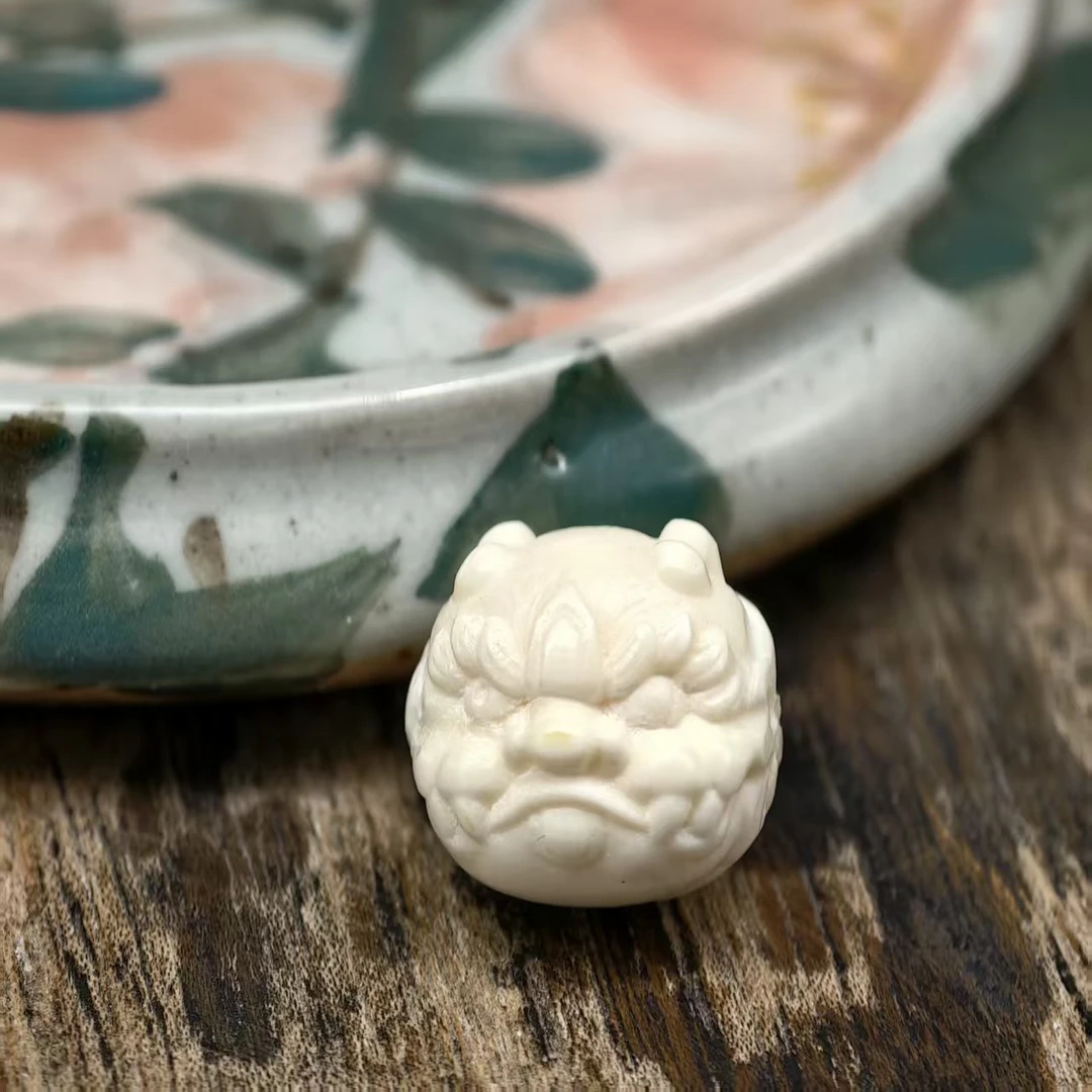 T290【霸下】精品猛犸象牙14.5*14MM左右文玩顶珠配珠精工简约配饰