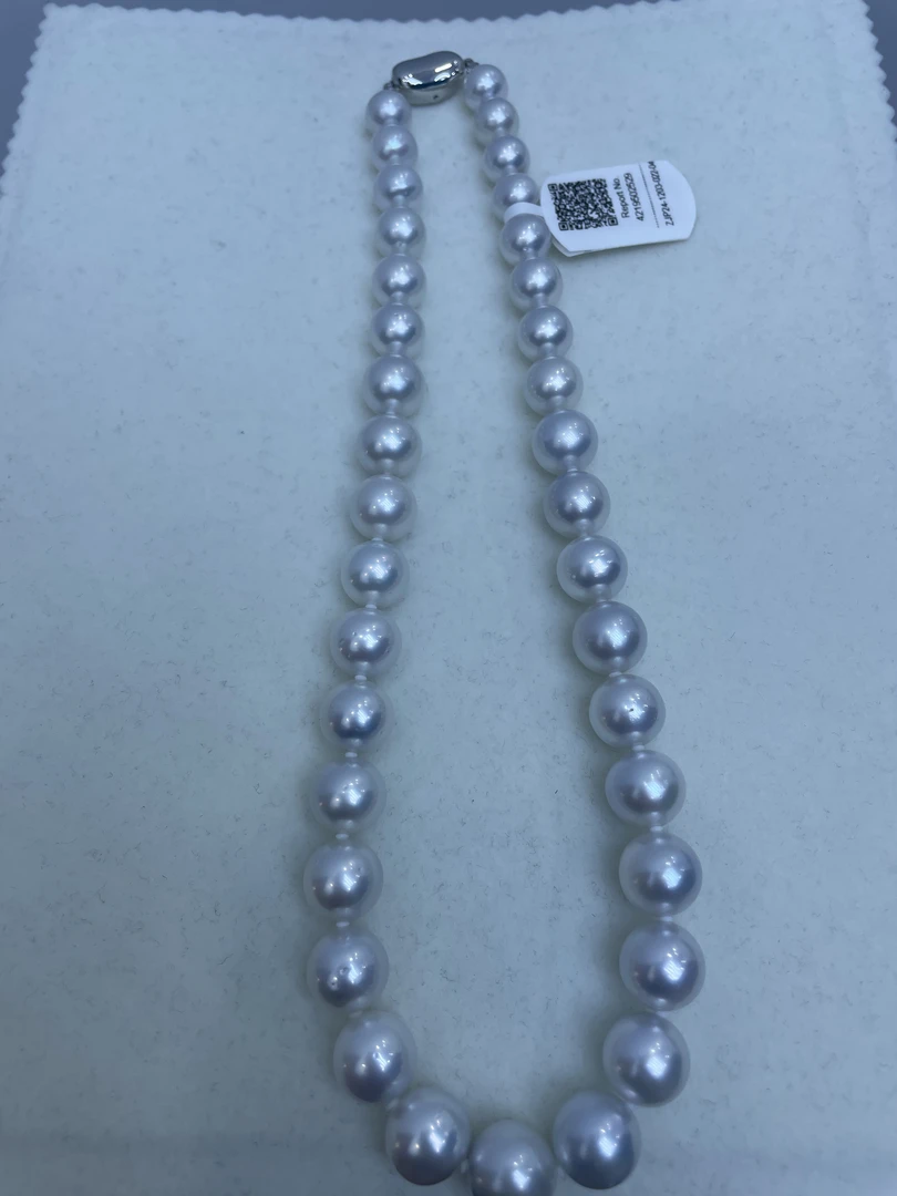 天然海水澳白珍珠项链9到12吉尔德大证
