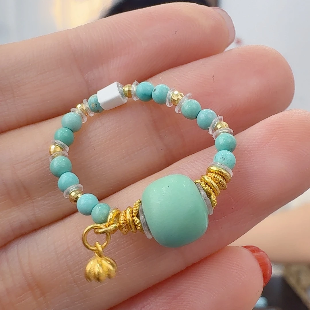 绿松石18K金镶嵌珠宝奇石