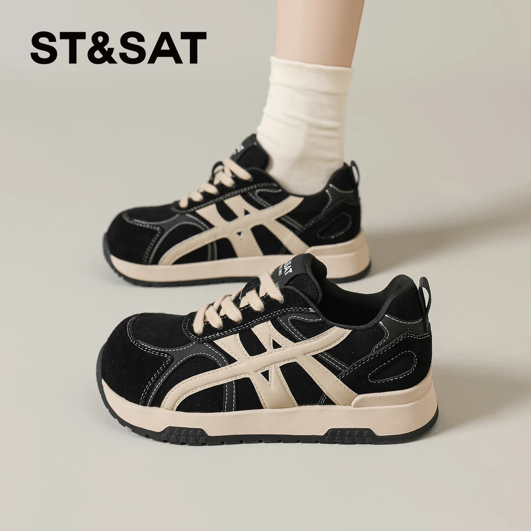 星期六休闲通勤德训鞋女款2025今年流行鞋子ins厚底轻奢运动鞋女