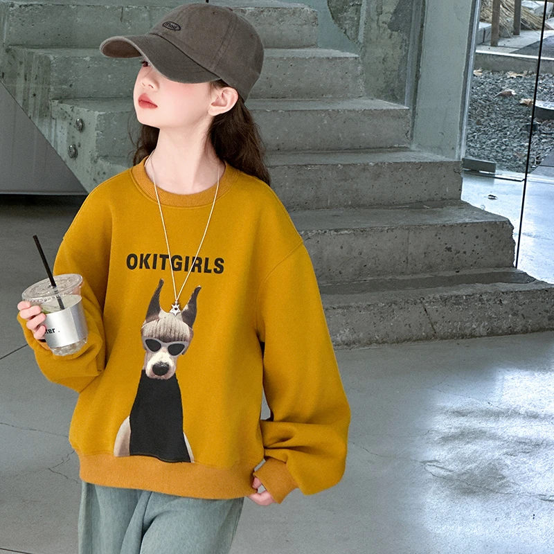 女童春秋卫衣洋气时髦2025新款宽松儿童套头上衣大童春季长袖衣服