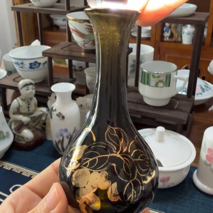醴陵釉下手绘花瓶瑕疵口嗑