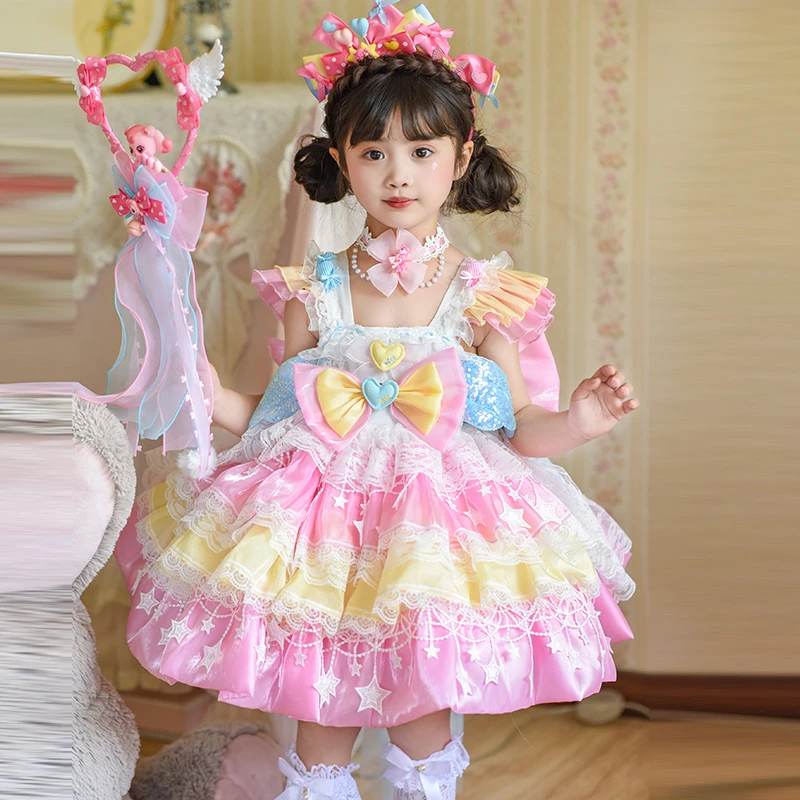 女童公主连衣裙2025新款洋气儿童洛丽塔吊带蓬蓬甜美生日礼服纱裙