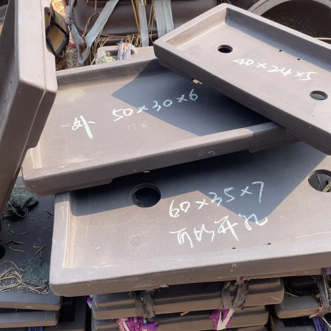 紫砂60/50/40长方浅盘一套3只