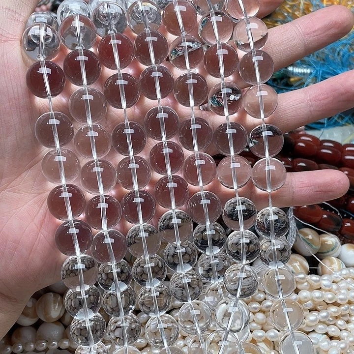 玛瑙/玉髓合金珠宝半成品一条14mm压垫白水晶