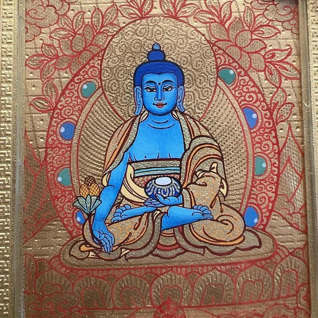 吊坠全手绘热贡唐卡药师佛