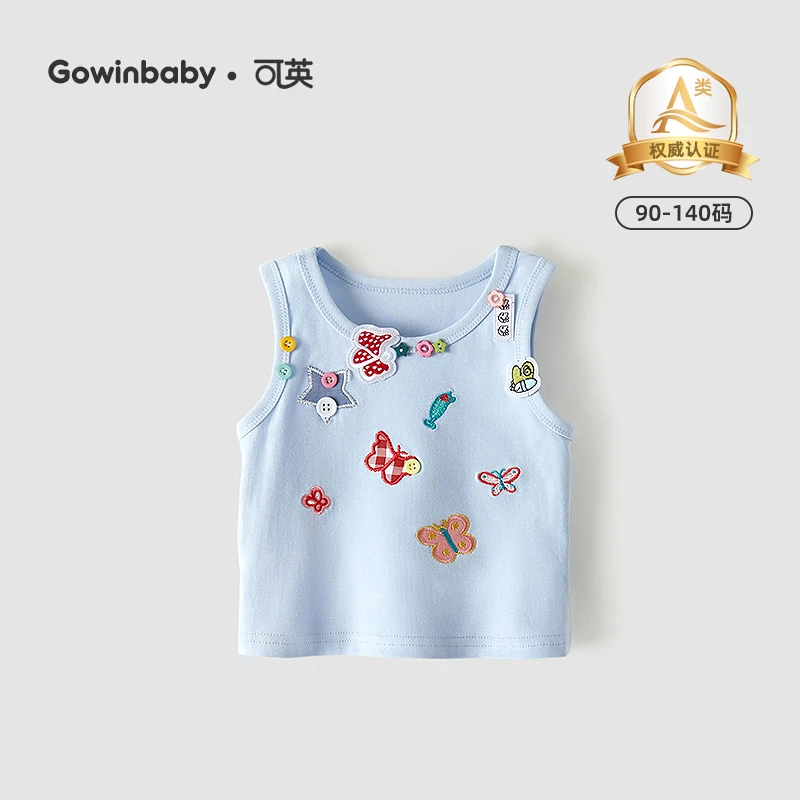 可英女童t恤新款卡通2025夏季女孩甜美可爱上衣女宝无袖圆领背心