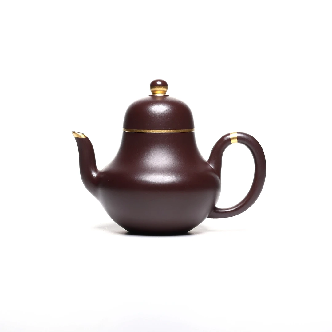 秋闻 紫茄泥描金思婷 130cc 宜兴紫砂壶手工茶壶