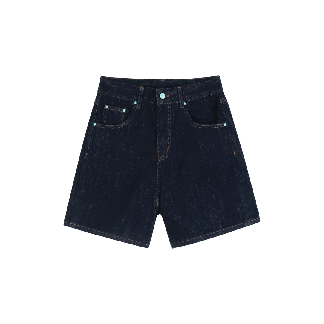 TOGETHER DW STUDIOS夏季水洗无弹休闲百搭显瘦直筒三分牛仔短裤