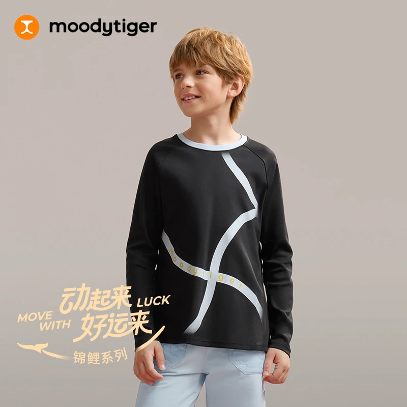 moodytiger【新春系列】儿童舒适休闲运动圆领保暖卫衣51110102【H】