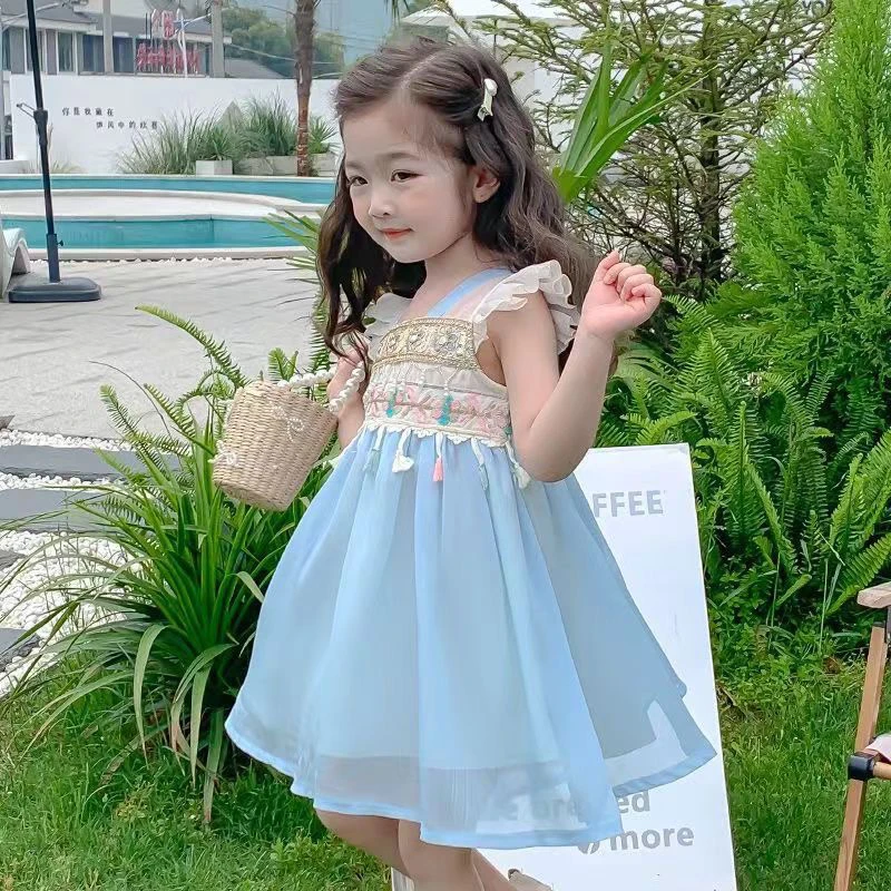女童连衣裙夏装新款2025民族汉服儿童夏季公主小女孩夏款裙子