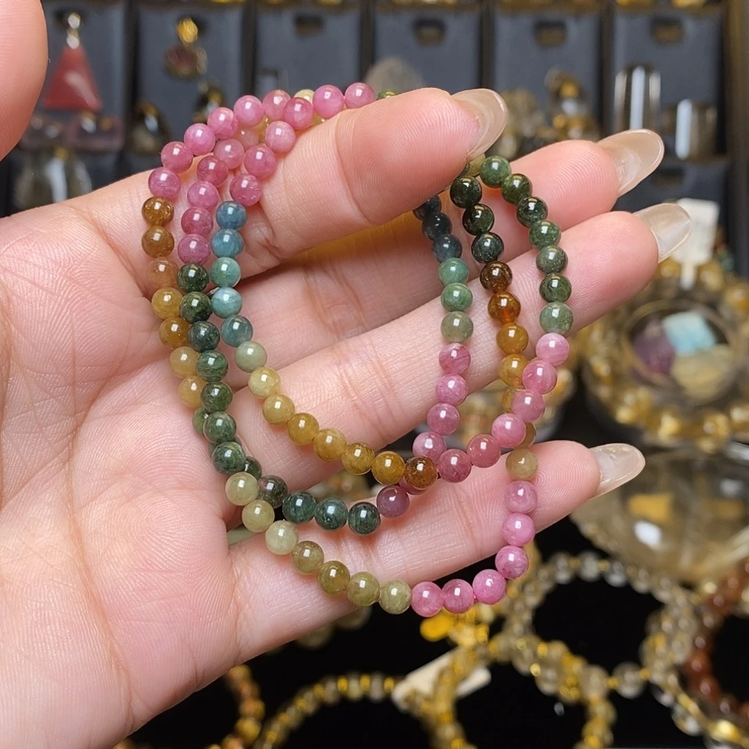 水晶未镶嵌手链天然碧玺多圈手链