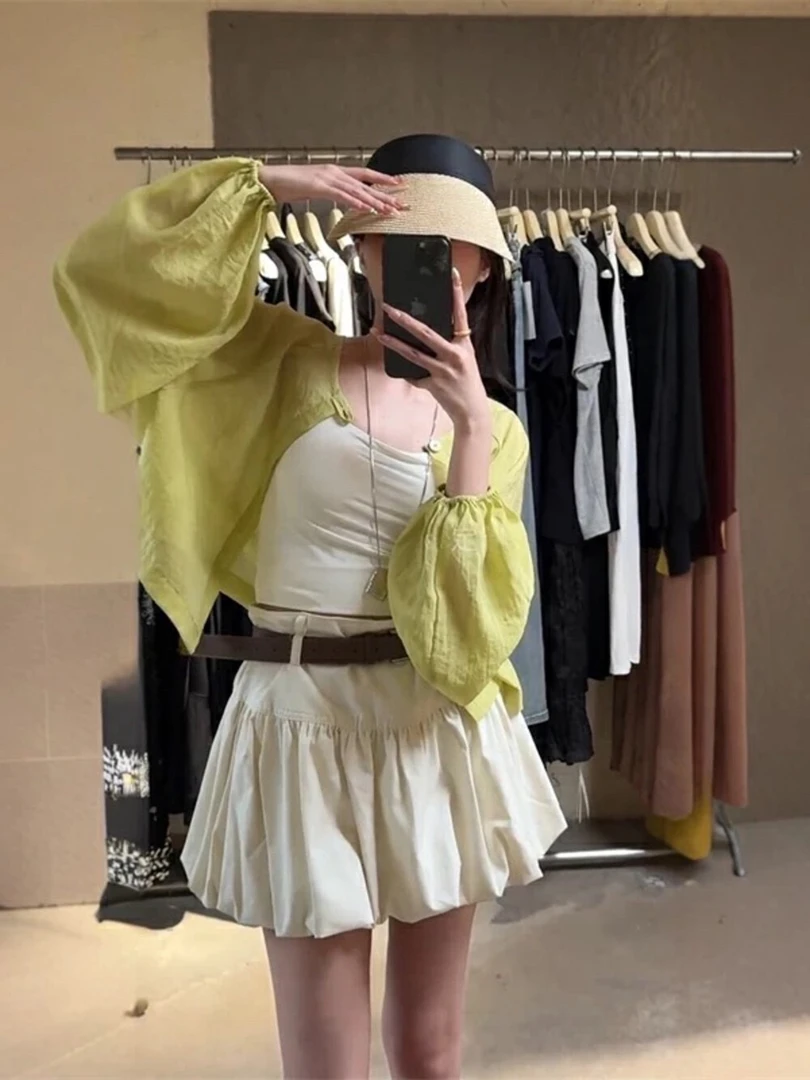 【张开心】夏天巨好看的连衣裙子女2025新夏小众不撞款穿搭三件套装