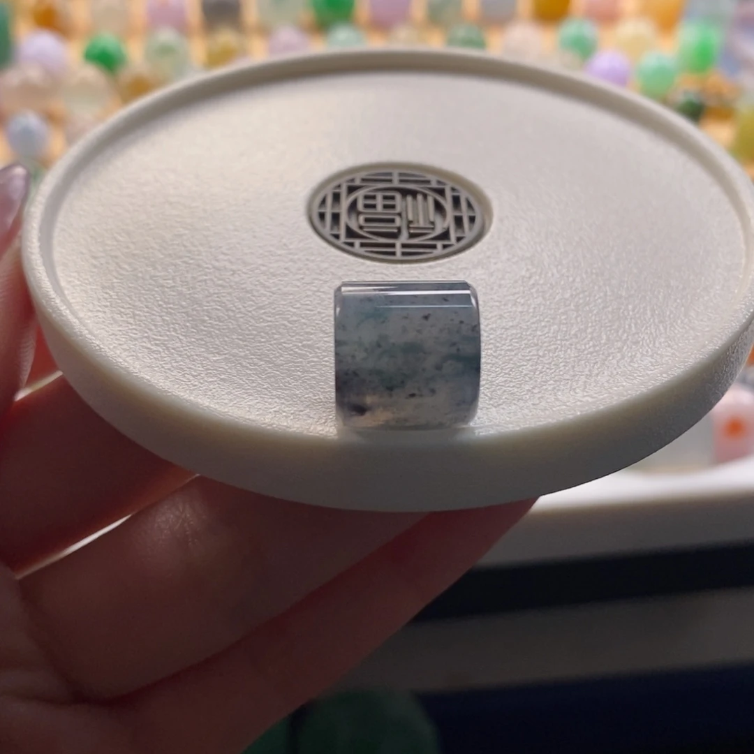 翡翠未镶嵌颈饰冰乌鸡飘蓝花特色桶珠卡12+