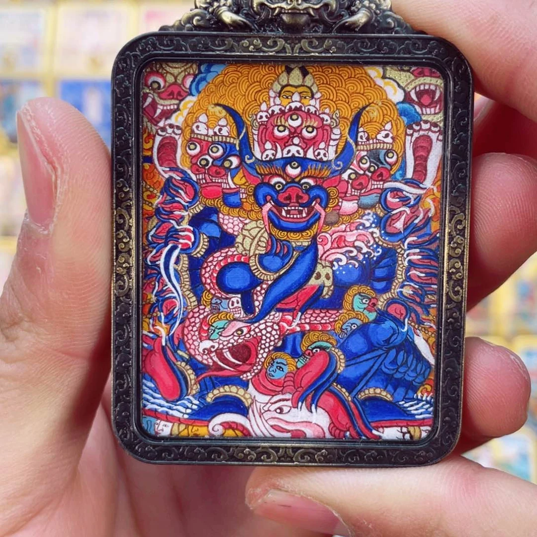 吊坠纯手绘唐卡大威德金刚