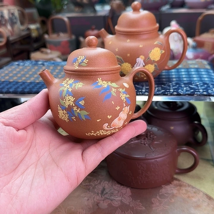 紫砂茶壶桂花猫咪