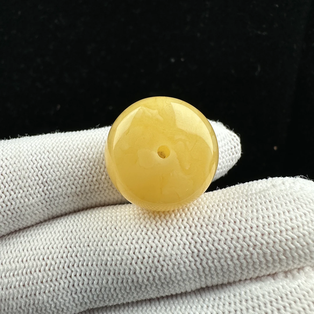 M4372天然原矿蜜蜡 妖花墩子19.8x14.5mm 4.2克抖音基地质检发货