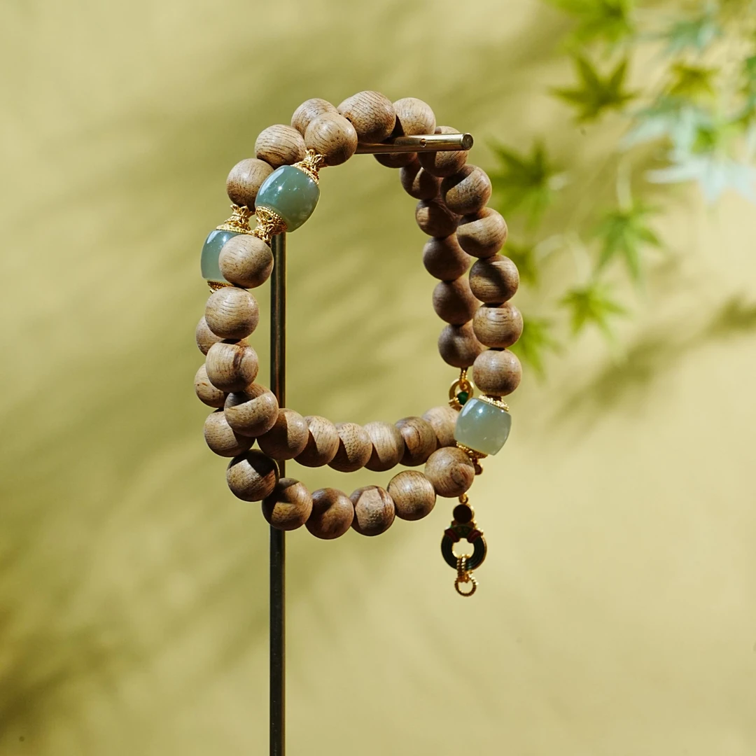 惠安土沉黄油粗纹老料沉香双圈DY手串 0.9cm 12.47g 251009113 C