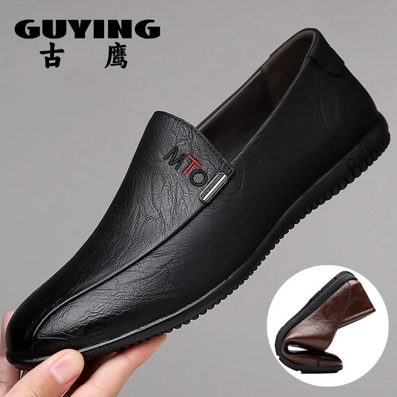 GUYING/古鹰春季一脚蹬皮鞋防滑软底开车行软皮爸爸鞋户外男鞋潮