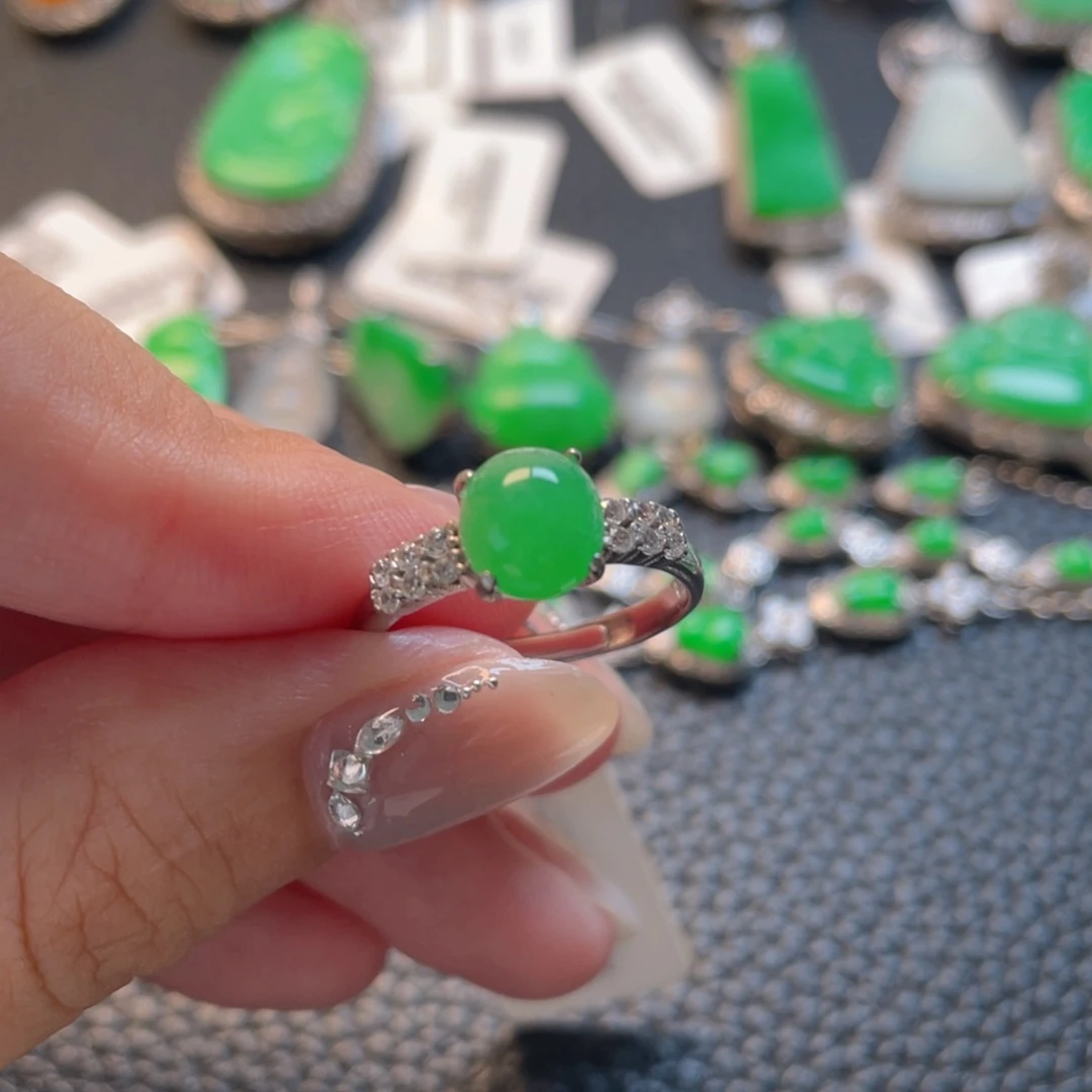 翡翠银S925镶嵌吊坠(不含链)