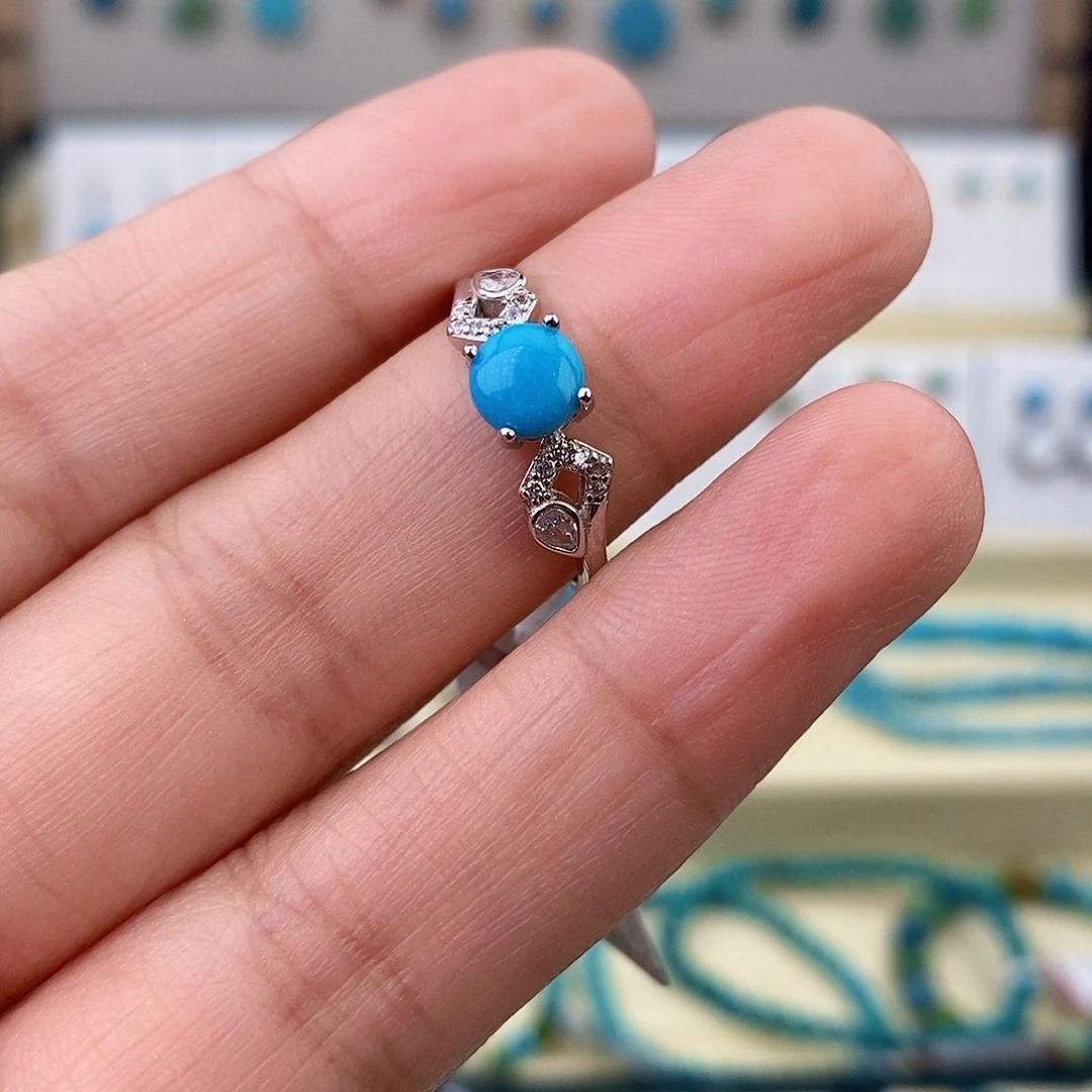 绿松石银S925镶嵌戒指