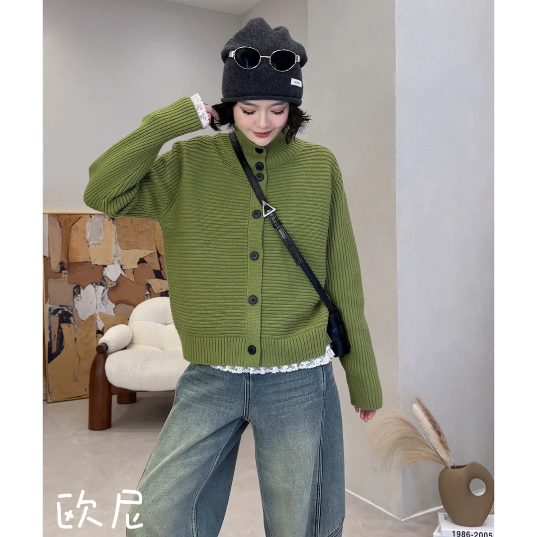 欧尼私服 2025秋冬新款慵懒风高级感排扣针织毛衣开衫2511C7522