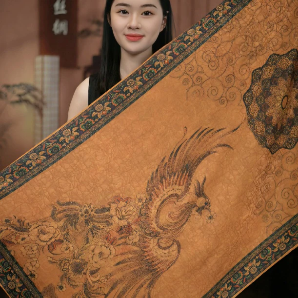 【黑金凤凰】70*180香云长巾丝巾高档围巾国风披肩百搭双面薄款春夏