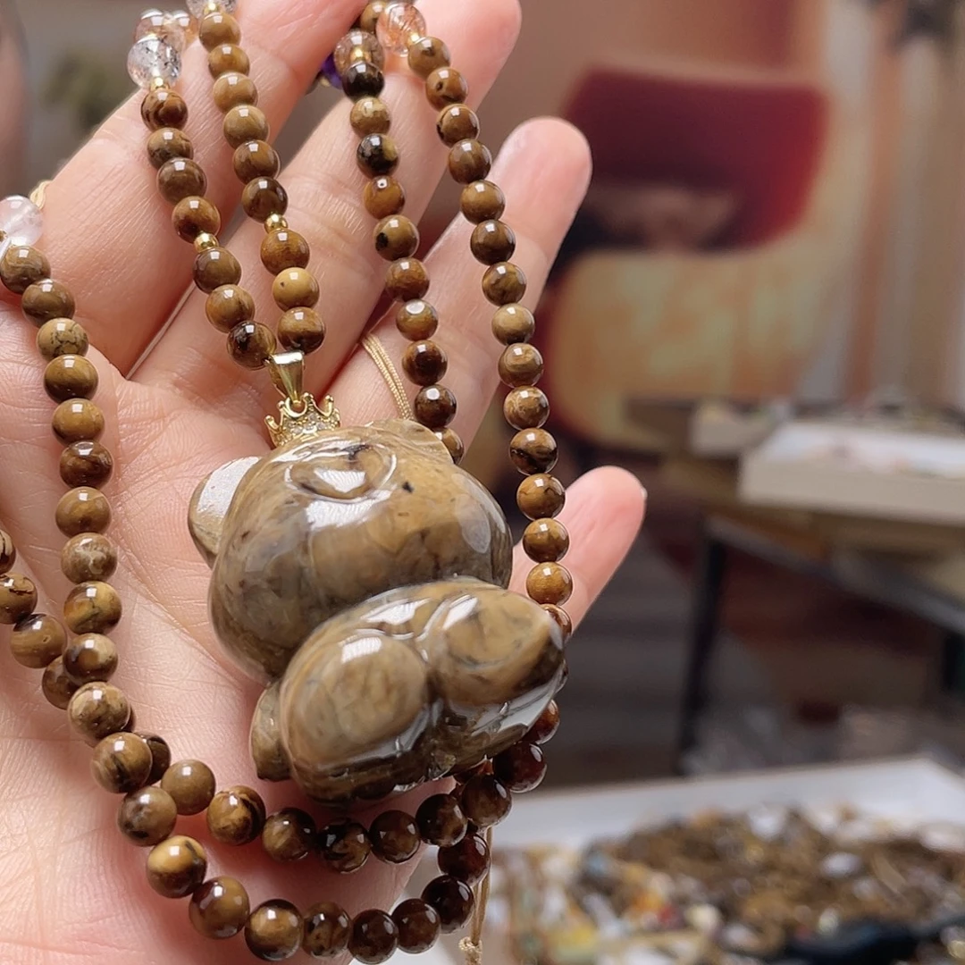 蜜蜡银S925镶嵌裸石吊坠