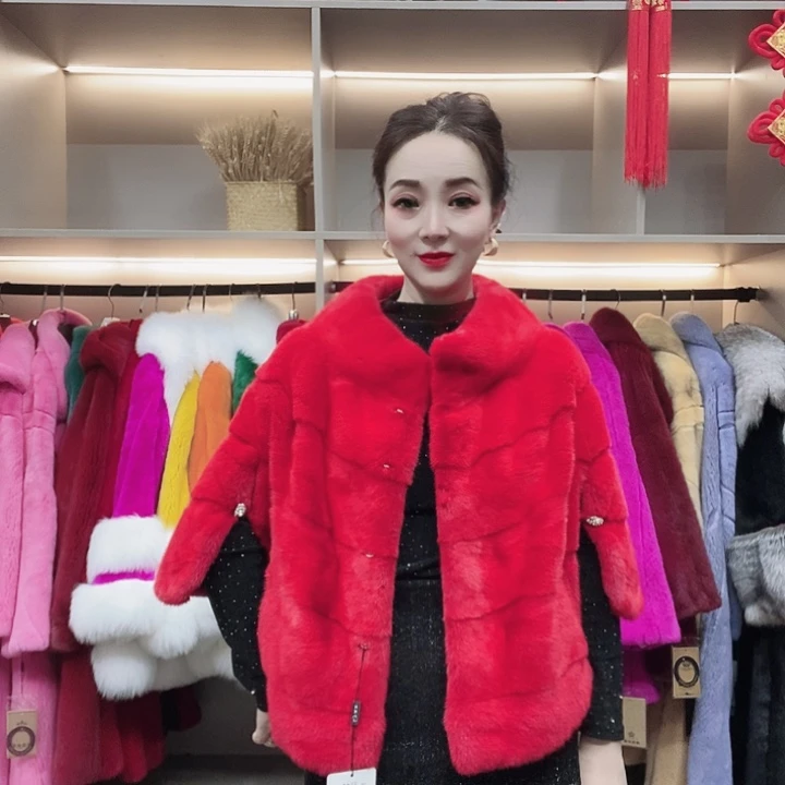 进口整版水貂皮大衣