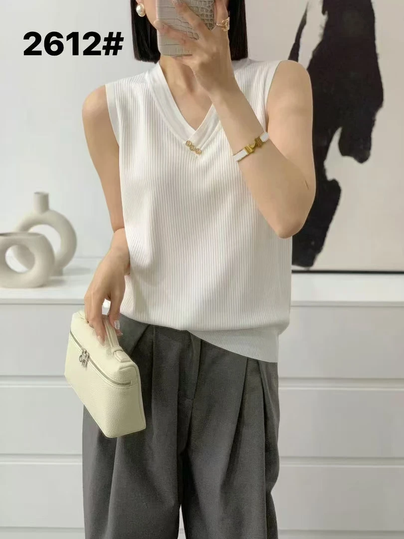 针织吊带背心女夏季外穿宽肩无袖圆领修身内搭打底上衣