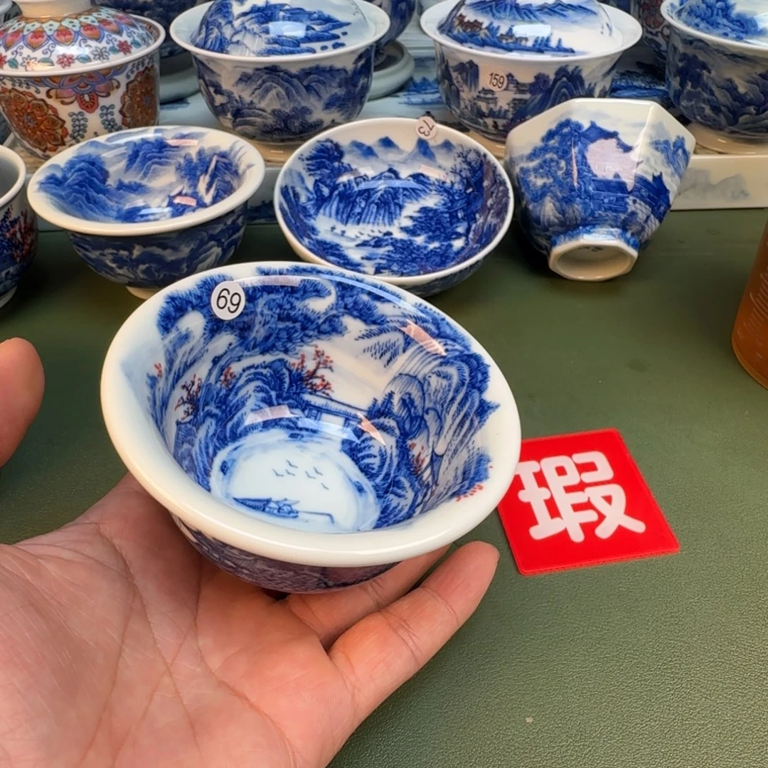 纯手工纯手绘茶具石头底裂69