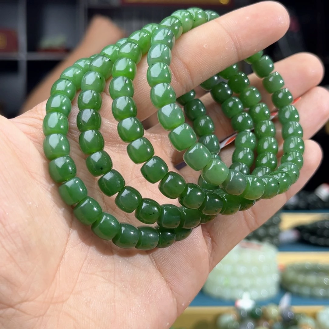 和田玉手串未镶嵌纯天然和田玉俄乌兰海8多样性发其一