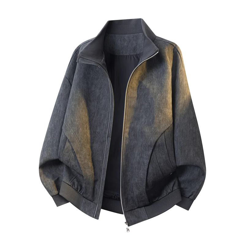 美式休闲工装底特律夹克男士春秋季2025新款大码潮流宽松立领外套