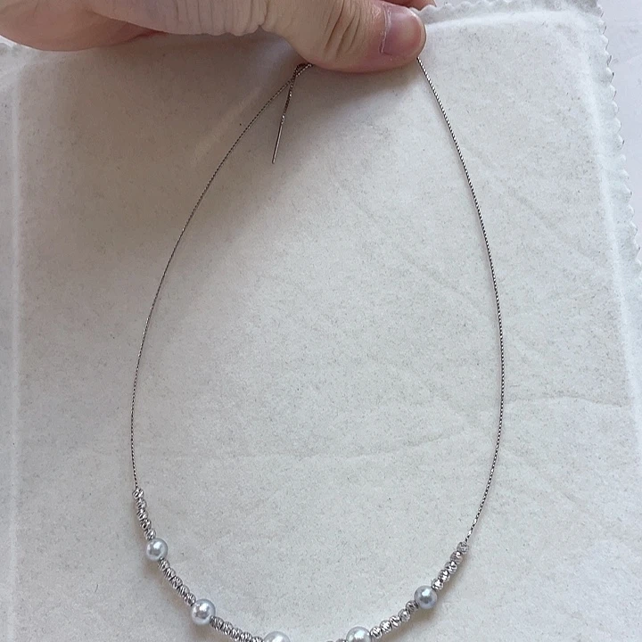 海水珍珠项圈银S925镶嵌