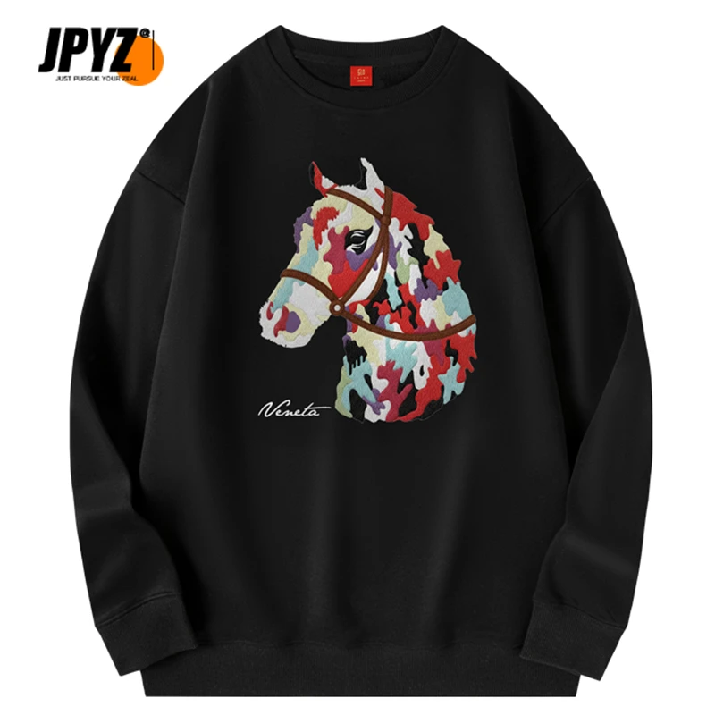 【马年限定】变色刺绣2026新款国潮刺绣套头潮牌加绒圆领卫衣