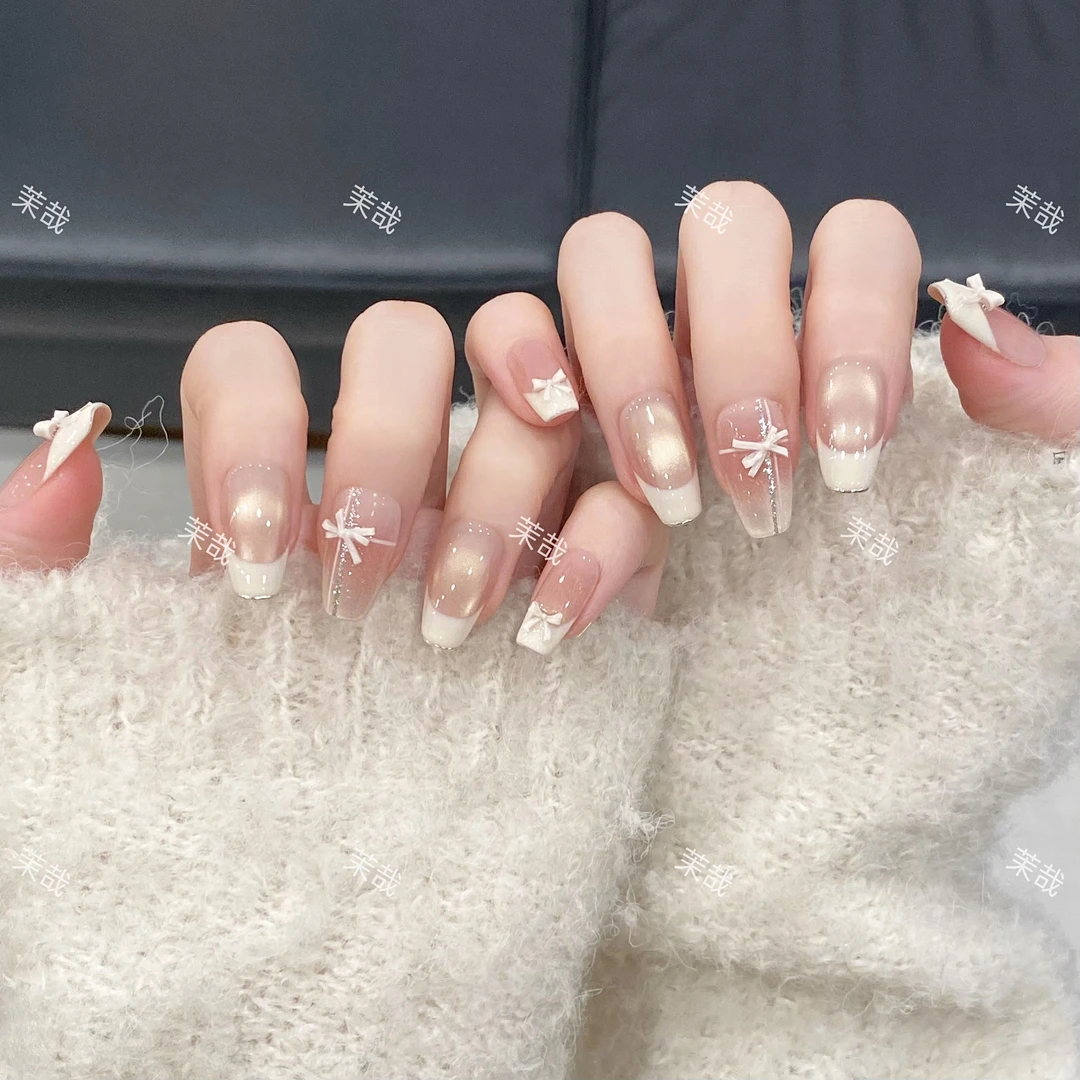 茉哉现货【微甜少女】纯手工定制美甲拆卸穿戴甲A3615 A