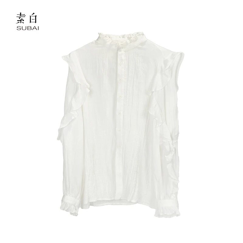 素白【绿意荷风】苎麻休闲长袖衬衫SB2412CP00873