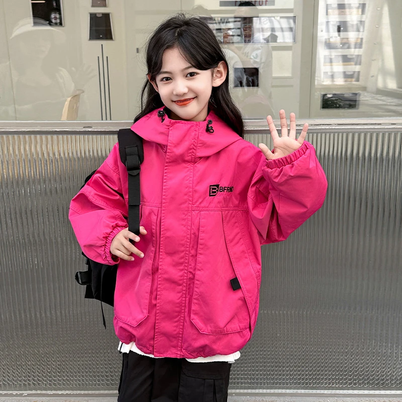 女童春秋款外套童装2025春季新款大童洋气时髦秋装女孩休闲冲锋衣