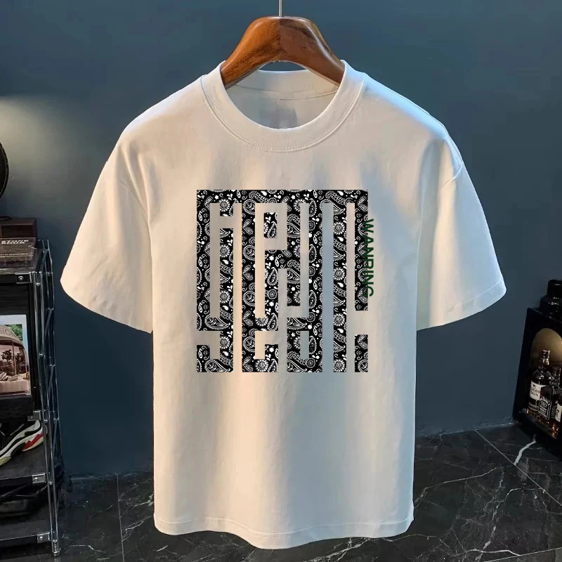 男士薄款速干宽松T恤宽松大码短袖男夏季百搭圆领短袖男士透气体