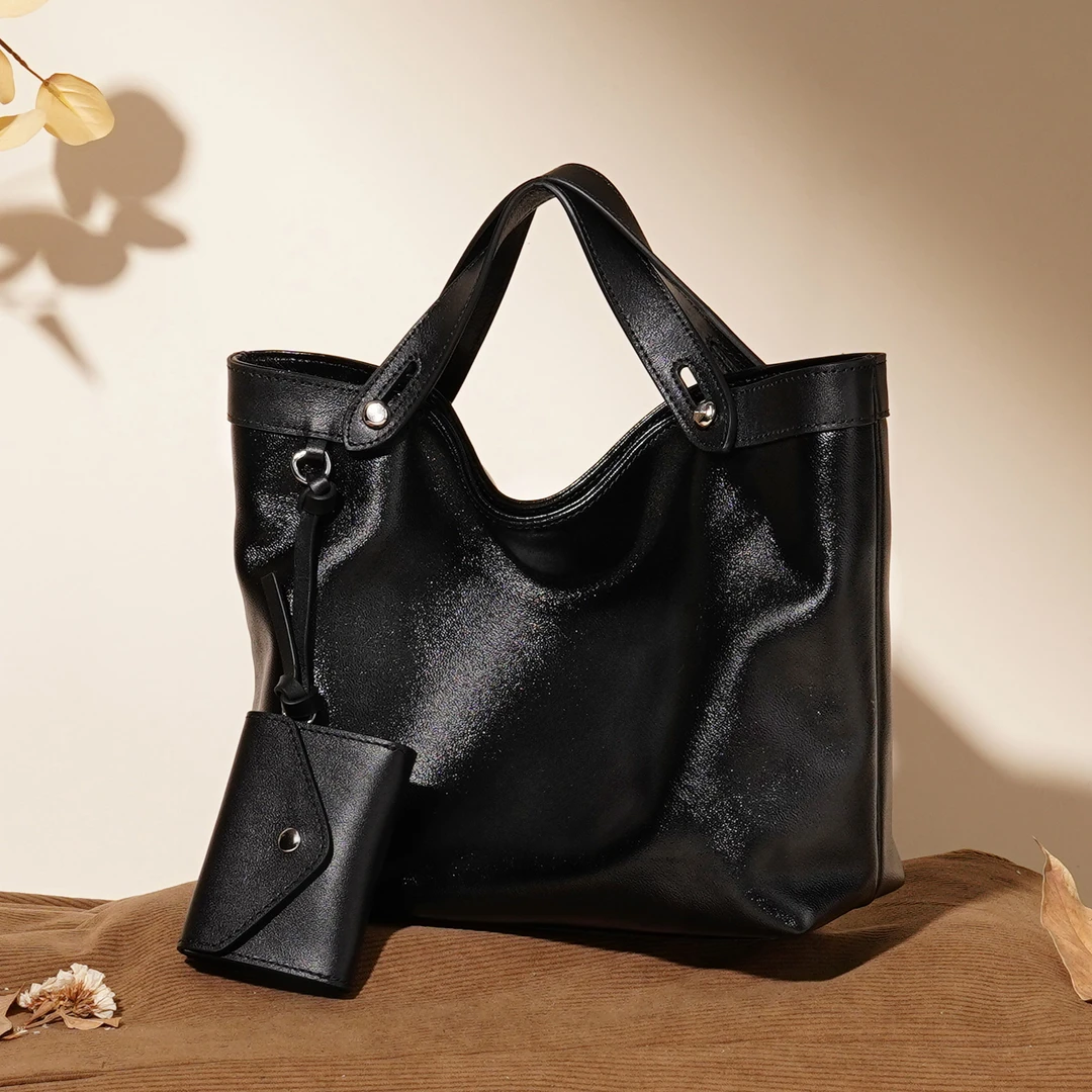 岩牛手提托特包百搭休闲时尚单肩羊皮牛皮斜跨包YN3662