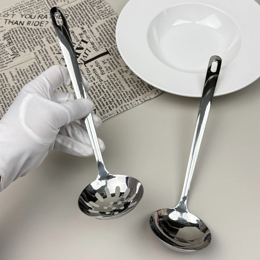 不锈钢304圆尾火锅汤勺漏勺家用厨房舀汤钢勺