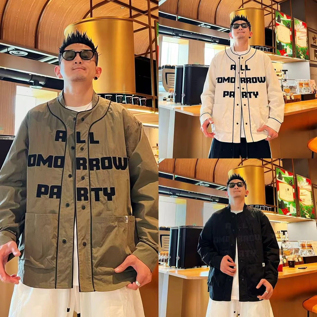 美式潮流时尚休闲撞色字母刺绣户外机能工装风男士大口袋夹克外套